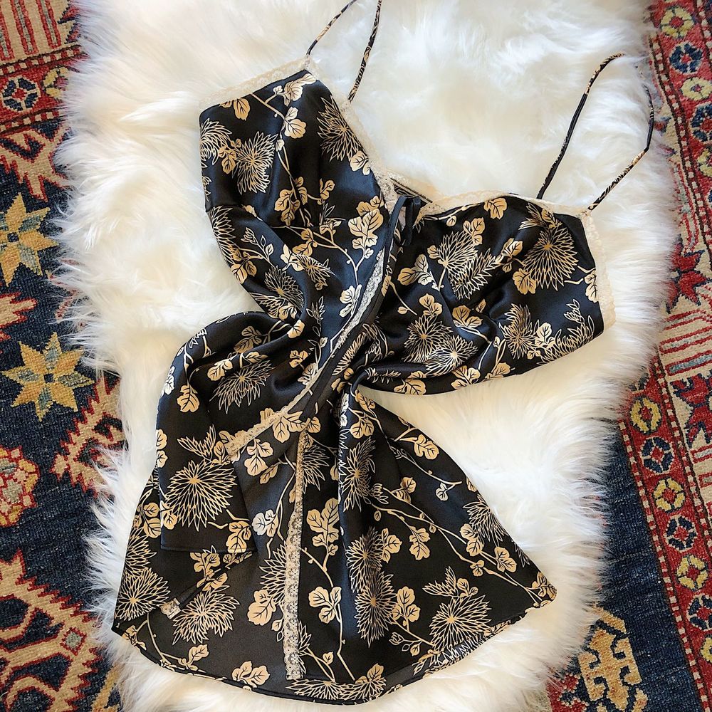 🖤 Black Floral Silk Slip dress 🖤